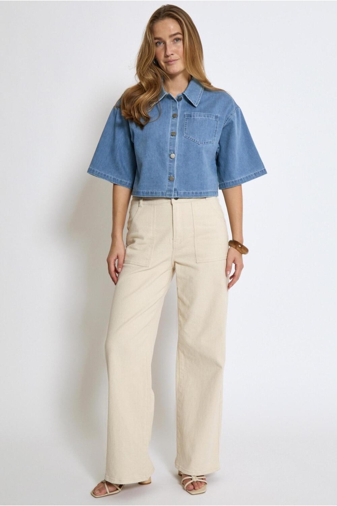 EVINA CROPPED SHIRT MI6597 001 LIGHT DENIM